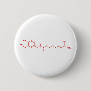 Chilli Capsaicin Molecular Chemical Formula 6 Cm Round Badge