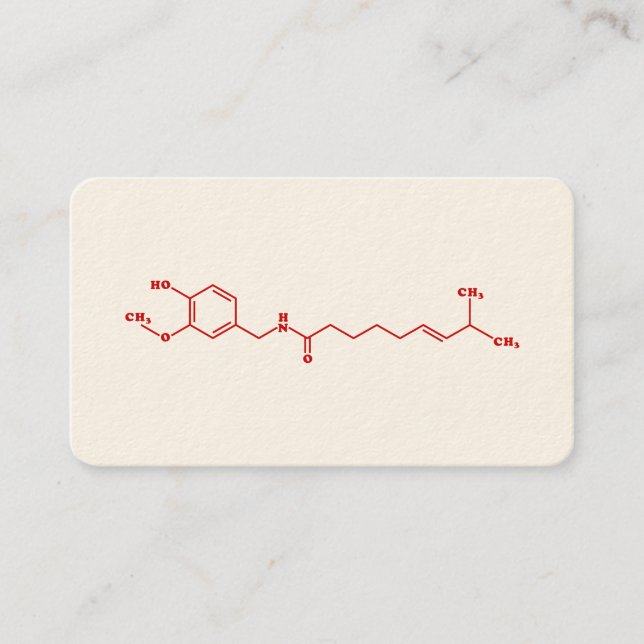 Chilli Capsaicin Molecular Chemical Formula Business Card (Front)