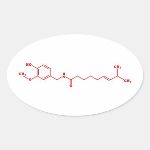 Chilli Capsaicin Molecular Chemical Formula Oval Sticker