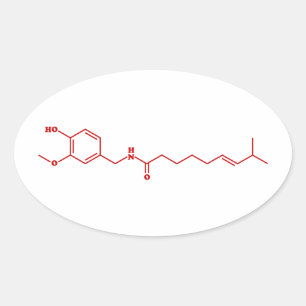 Chilli Capsaicin Molecular Chemical Formula Oval Sticker