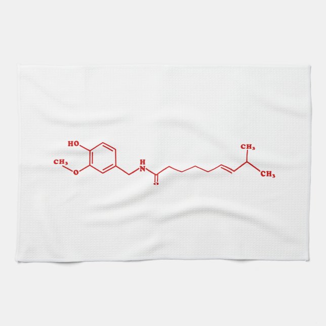 Chilli Capsaicin Molecular Chemical Formula Tea Towel (Horizontal)