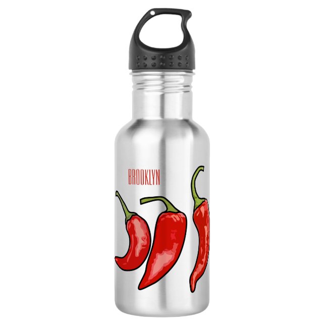 Chilli cartoon illustration  532 ml water bottle (Front)