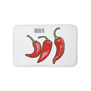 Chilli cartoon illustration bath mat