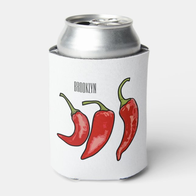Chilli cartoon illustration  can cooler (Can Front)