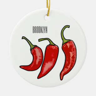 Chilli cartoon illustration ceramic tree decoration