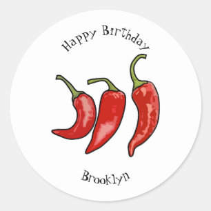 Chilli cartoon illustration classic round sticker