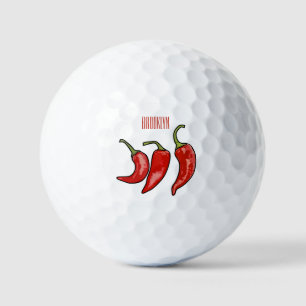Chilli cartoon illustration  golf balls
