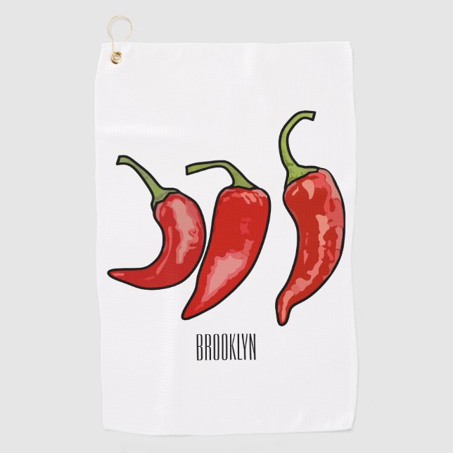 Chilli cartoon illustration  golf towel (Front)