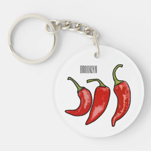 Chilli cartoon illustration key ring