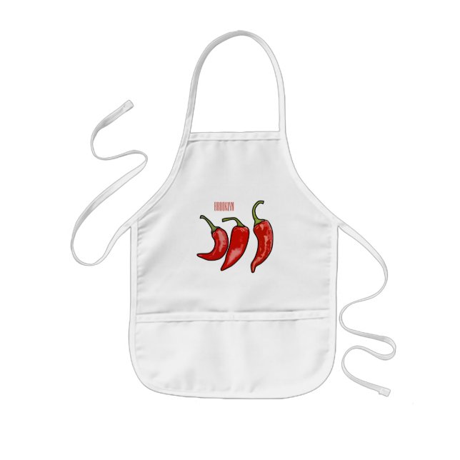 Chilli cartoon illustration  kids apron (Front)