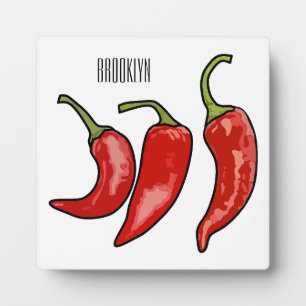 Chilli cartoon illustration plaque