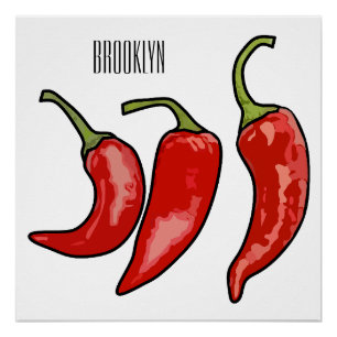 Chilli cartoon illustration  poster