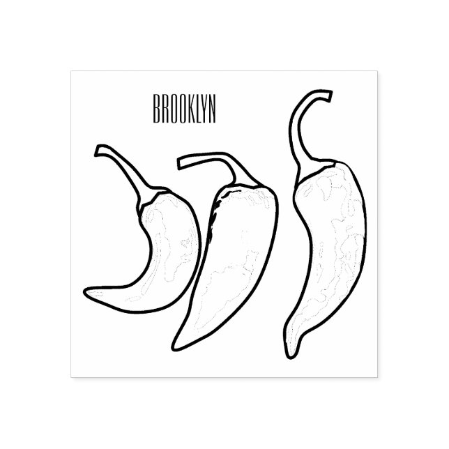 Chilli cartoon illustration rubber stamp (Imprint)