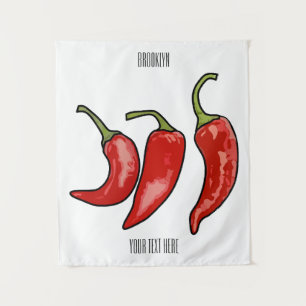 Chilli cartoon illustration tapestry