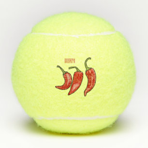 Chilli cartoon illustration  tennis balls
