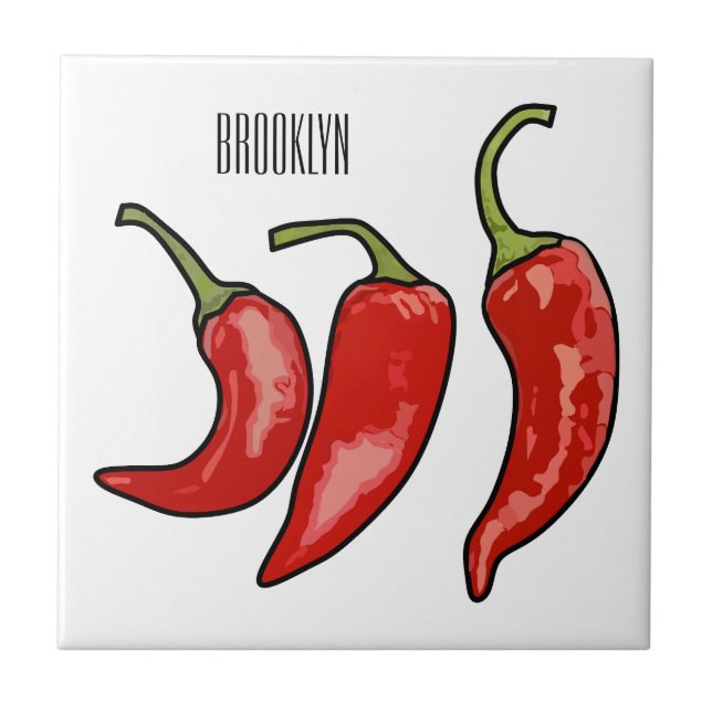 Chilli cartoon illustration  tile (Front)