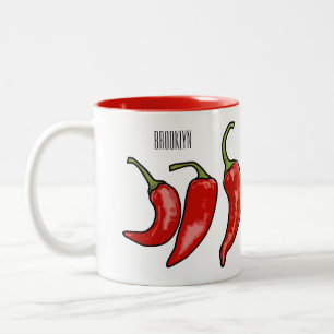 Chilli cartoon illustration Two-Tone coffee mug
