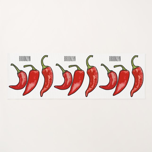 Chilli cartoon illustration  yoga mat (Front (Horizontal))
