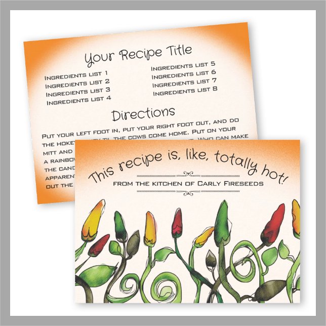 Chilli chile peppers cooking cookbook recipe card (Creator Uploaded)
