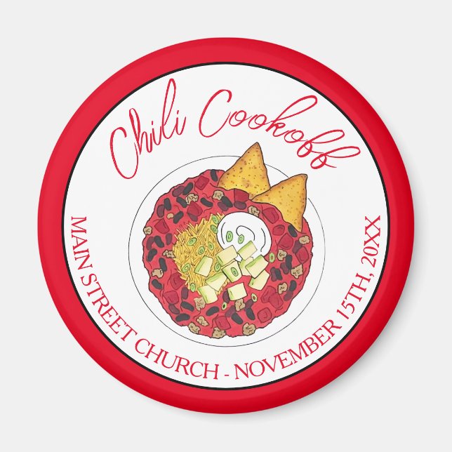 Chilli Chilli Soup Cookoff Competition Supper Food Magnet (Front)