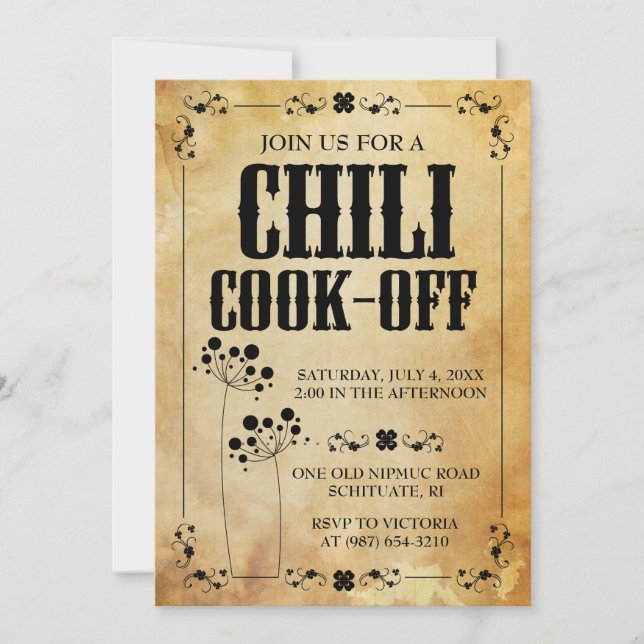Chilli Contest Invitations ~ Chilli Cookout Invite (Front)