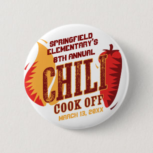 Chilli Cook Off   BBQ Cookout Contest 6 Cm Round Badge