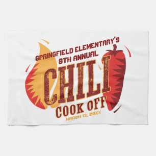 Chilli Cook Off BBQ Cookout Contest Tea Towel