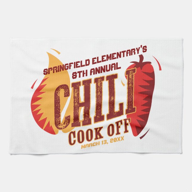 Chilli Cook Off | BBQ Cookout Contest Tea Towel (Horizontal)