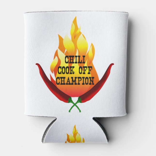 Chilli Cook Off Champion Flame Design Can Cooler (Front)