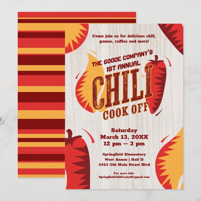 Chilli Cook Off Corporate Party | BBQ Contest Invitation (Front/Back)