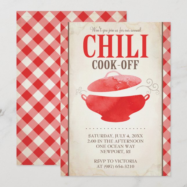 Chilli Cook Off Invitations ~ BBQ Invite (Front/Back)