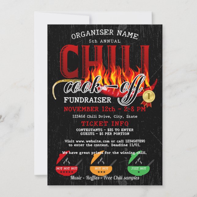 Chilli Cookoff Cook Off Fundraiser Community Party Invitation (Front)