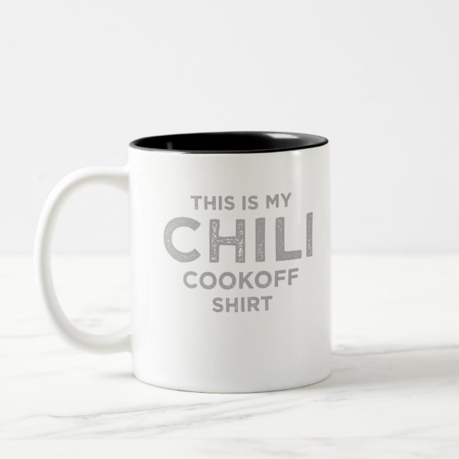 chilli cookoff shirt Two-Tone coffee mug (Left)