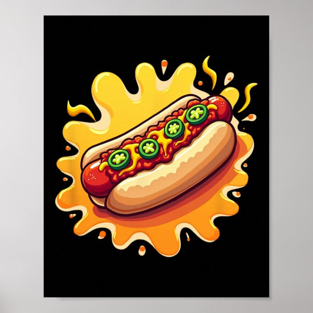 Chilli Dog With Jalepenos Design  Poster (Front)