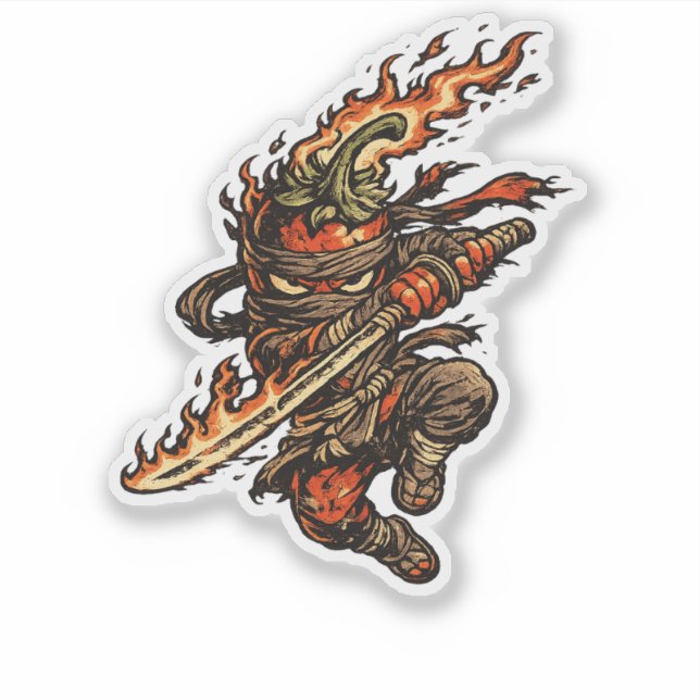 Chilli Fire Ninja — Funny Hot Pepper Warrior  (Front)
