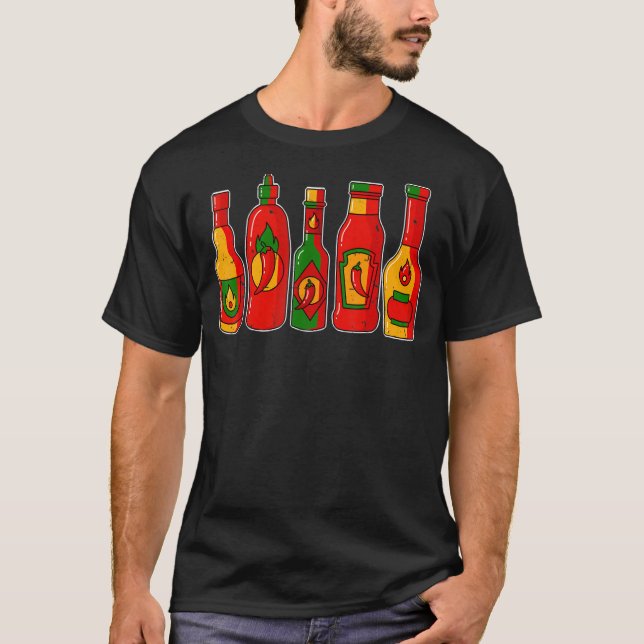 Chilli Hot Sauce Latin Food Spicy Hot Mexican Food T-Shirt (Front)