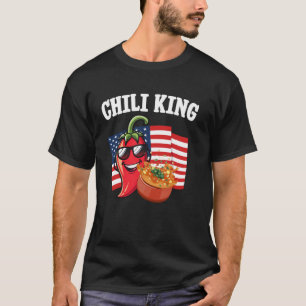 Chilli King Pepper USA Flag Humour Cuisine Enthusi T-Shirt