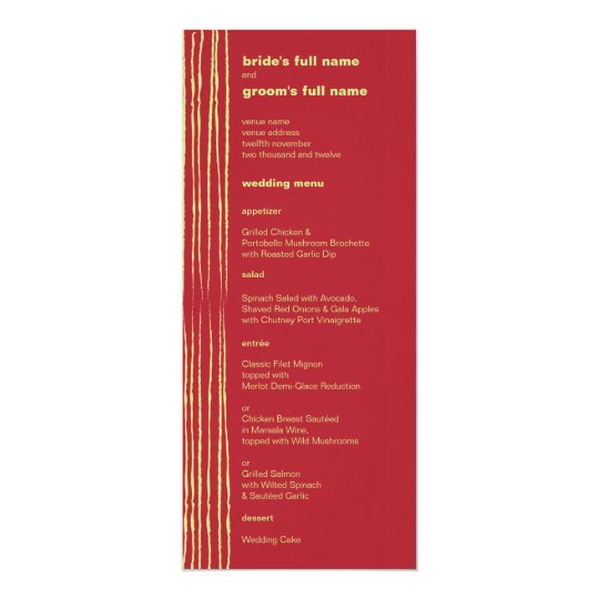 Chilli Lemon Wedding Menu Card