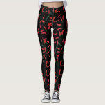 Chilli Pattern| Red Black and Green Leggings<br><div class="desc">Red Hot Chilli Pattern Design featuring hand-painted red and green chillis on a black background. If you would like to change the colour of the background please click customise further. Matching accessories available in the store.</div>