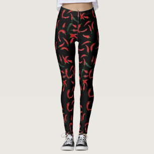 Chilli Pattern  Red Black and Green Leggings