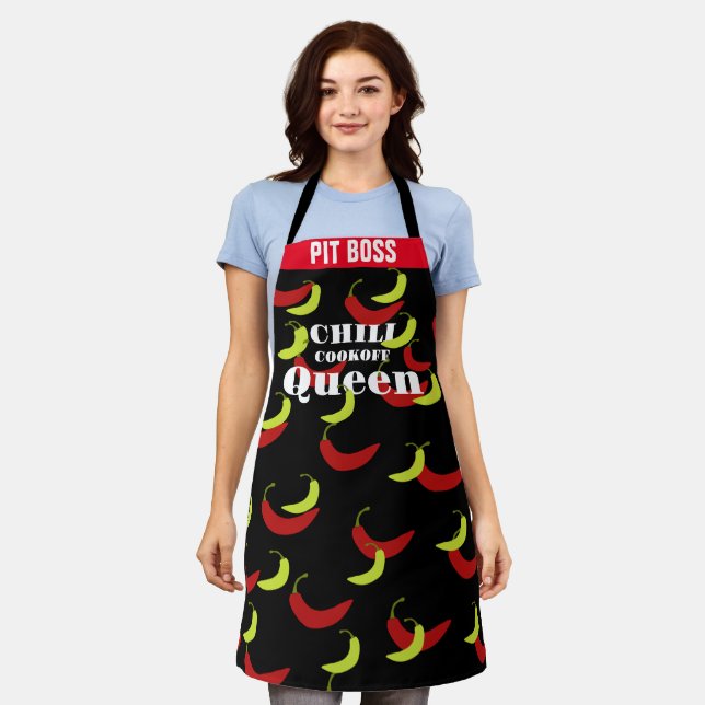  Chilli Pepper Aprons, Chilli Cook Off Queen Women Apron (Worn)
