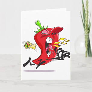 Chilli Pepper Breathing Fire Greeting Cards