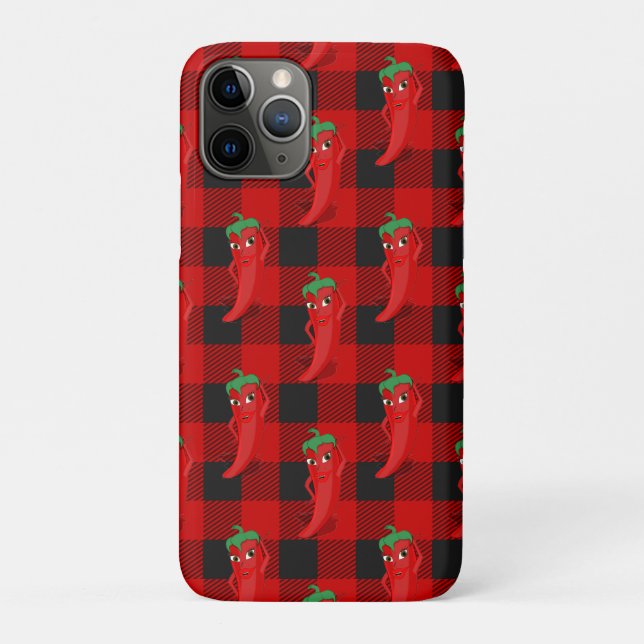 Chilli Pepper Buffalo Plaid Pattern Black and Red  Case-Mate iPhone Case (Back)