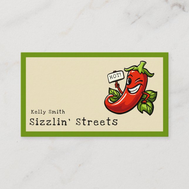 Chilli pepper cartoon character business card (Front)