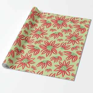 Chilli Pepper Christmas Poinsettia Wrapping Paper