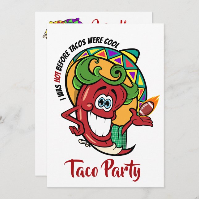 Chilli Pepper Football, Taco, Whatever Invitation (Front/Back)