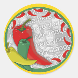 Chilli Pepper Group Circle Frame2 Classic Round Sticker