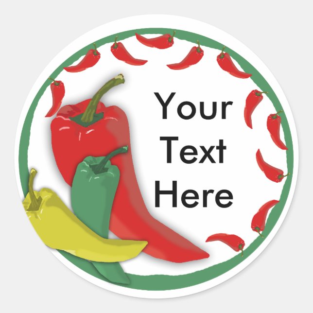 Chilli Pepper Group Circle Frame Classic Round Sticker (Front)
