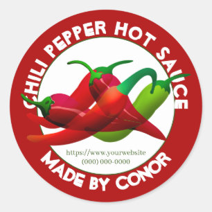 Chilli Pepper Hot Sauce Circle  Classic Round Sticker