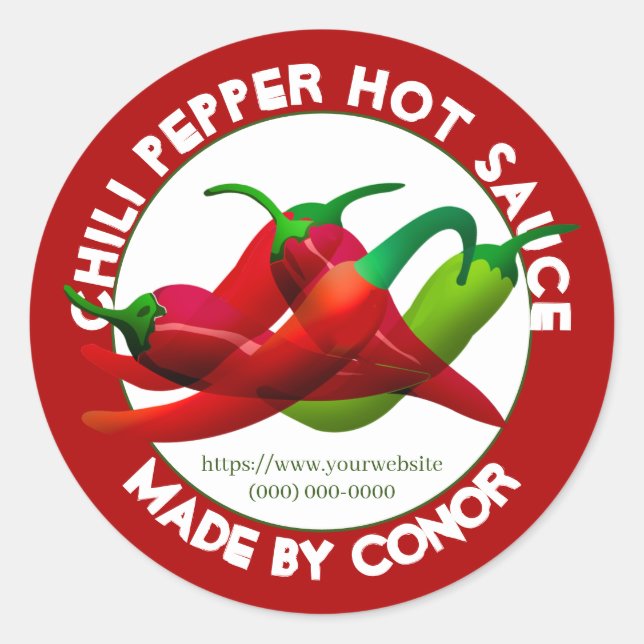 Chilli Pepper Hot Sauce Circle  Classic Round Sticker (Front)